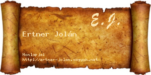 Ertner Jolán névjegykártya
